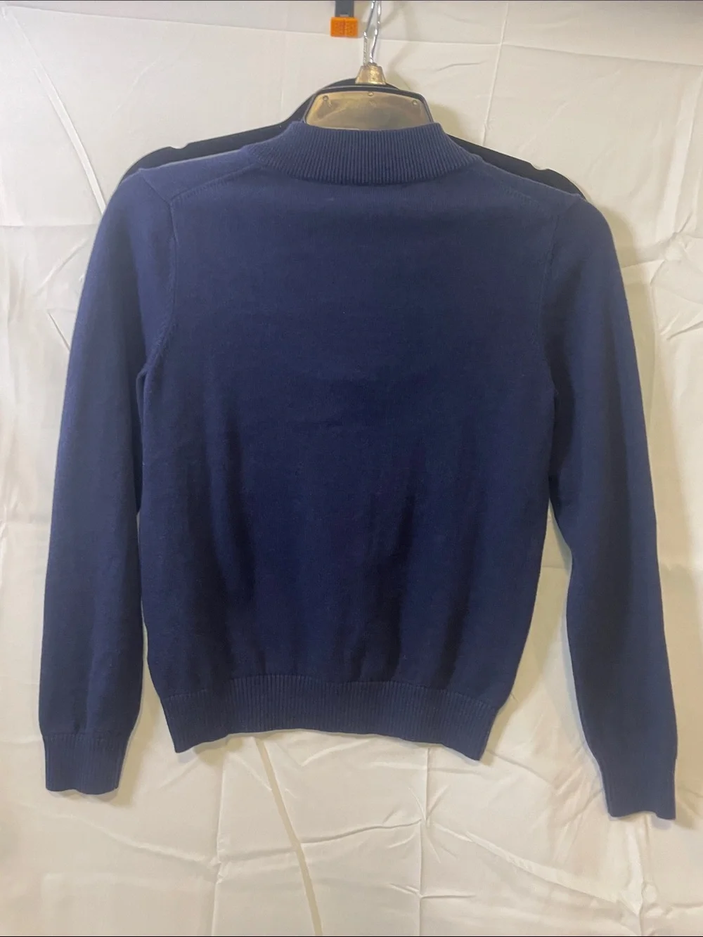 Vineyard Vines boys Navy Half-Zip Sweater with Leather Pull